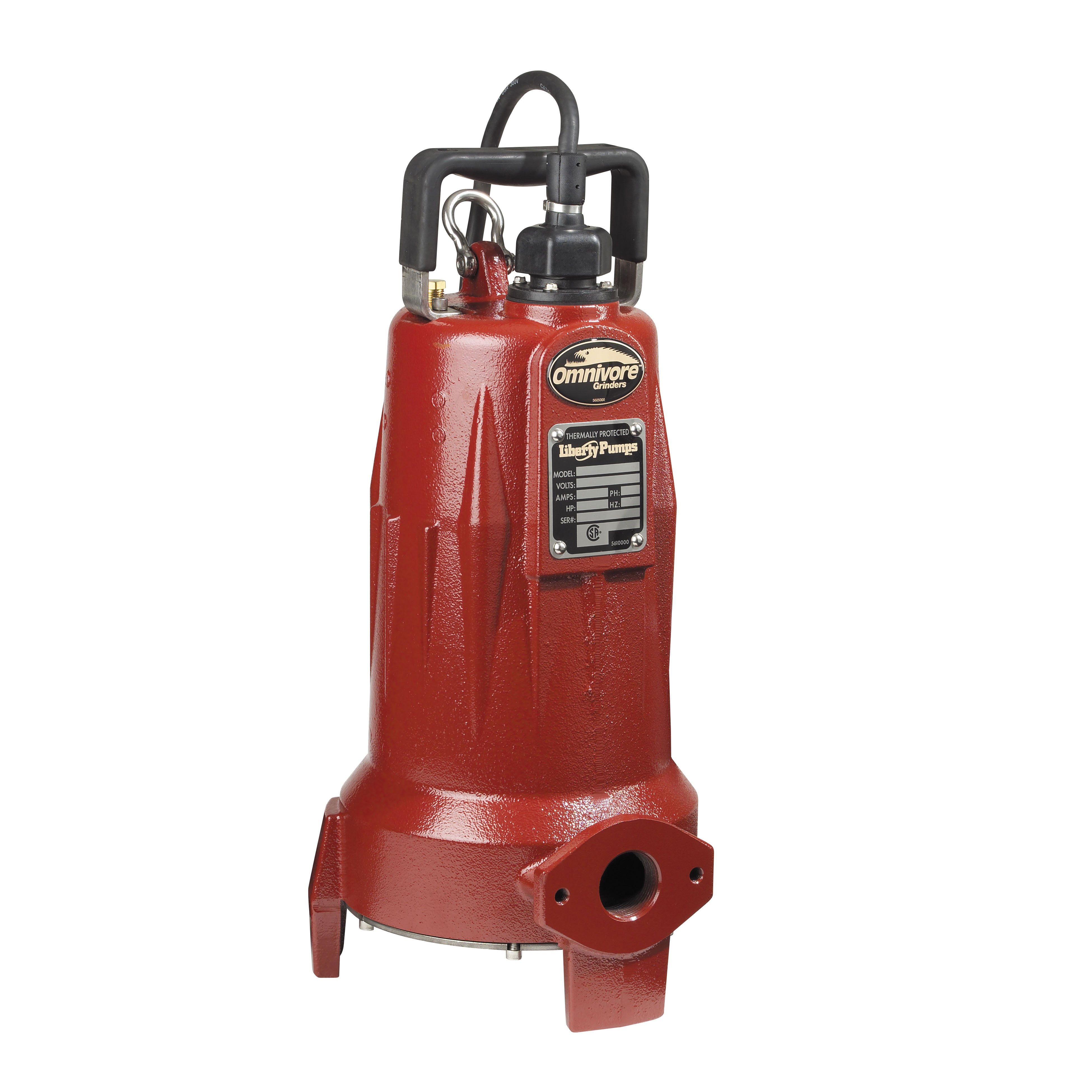 Liberty Pumps Omnivore LSG202M 1-Stage Submersible Grinder Pump, 50 gpm Max Flow, 10 ft Rated Head, Non-Automatic, 110 ft Max Head, 208 to 230 VAC, 1 ph