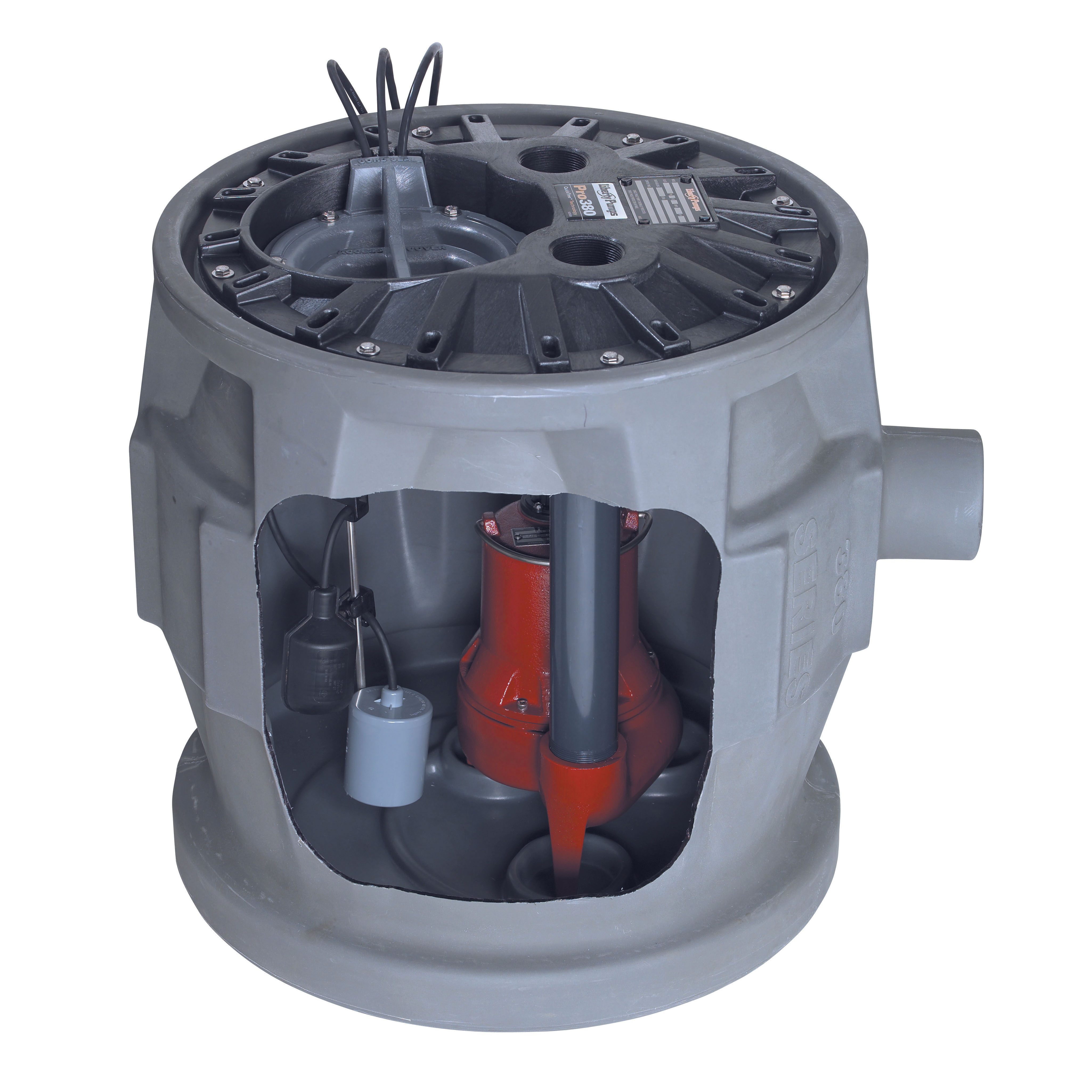 Liberty Pumps QuickTree P382LE41 Pro Automatic Simplex Sewage System, 4/10 hp, 115 VAC, 2 in Outlet, Polyethylene, 12 A Full Load/22.5 A Locked Rotor, 1 ph