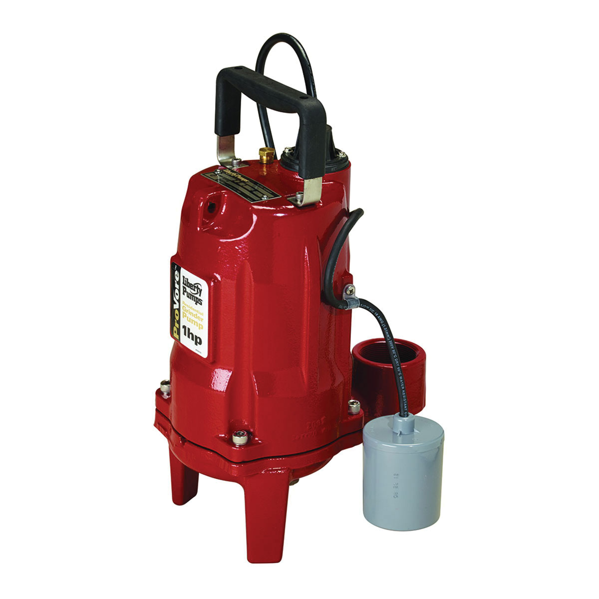 Liberty Pumps ProVore PRG101A 1-Stage Submersible Grinder Pump, 44 gpm Max Flow, 30 ft Rated Head, Automatic, 50 ft Max Head, 115 VAC, 1 ph