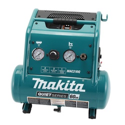 Makita MAC210Q Quiet Series Air Compressor, 2 cfm Flow Rate, 1 hp, 135 psi Pressure, 2 gal