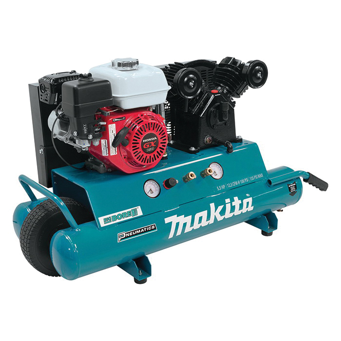 Makita MAC5501G Gas Power Air Compressor, 12.5 cfm Flow Rate, 5-1/2 hp, 130 psi Pressure, 10 gal