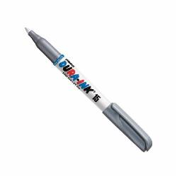 Markal 96027 Dura-Ink 15 Wear Resistant Permanent Ink Marker, 1/16 in Fine Bullet Tip, Fiber Tip/Plastic Barrel, Silver
