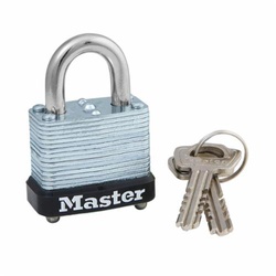 Master Lock 105D Warded Safety Padlock, Different Key, Laminated Steel Body, 3/16 in Dia Shackle, Warded Locking Mechanism