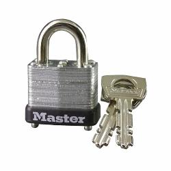 Master Lock 10D Warded Safety Padlock, Different Key, Laminated Steel Body, 5/32 in Dia Shackle, Warded Locking Mechanism
