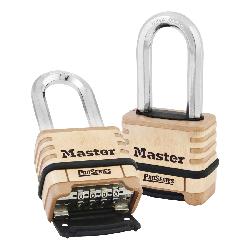 Master Lock 1175DLH ProSeries Resettable Rectangular Safety Padlock With 2-1/16 in Shackle, 3/8 in Shackle, Solid Brass Body, Brass, Deadbolt Locking Locking