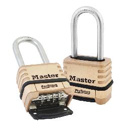 Master Lock 1175LHSS ProSeries Resettable Round Safety Padlock With 2-1/16 in Round Shackle, 5/16 in Shackle, Solid Brass Body, Brass, Deadbolt Locking Locking
