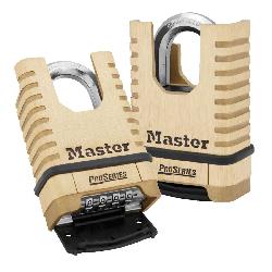 Master Lock 1177 ProSeries Resettable Rectangular Safety Padlock, 3/8 in Shackle, Solid Brass Body, Brass, Deadbolt Locking Locking