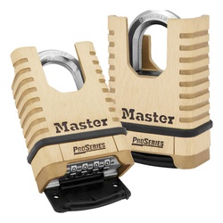 Master Lock 1177D ProSeries Resettable Safety Padlock, 3/8 in Shackle, Shrouded Solid Brass Body, Brass, Deadbolt Locking Locking