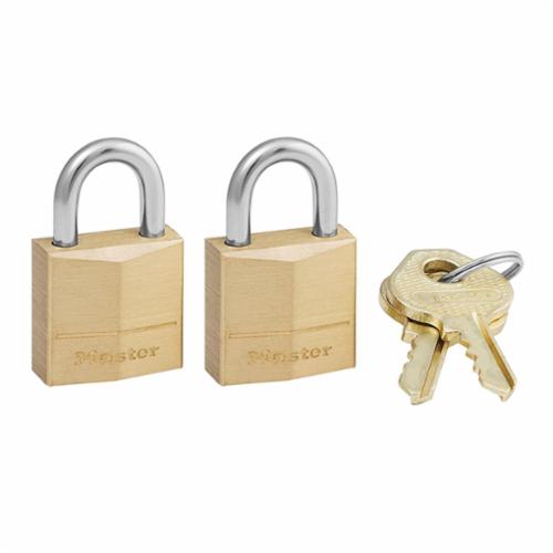 Master Lock 120T Safety Padlock, Alike Key, 5/32 in Shackle, Solid Brass Body, 3-Pin Cylindrical Locking