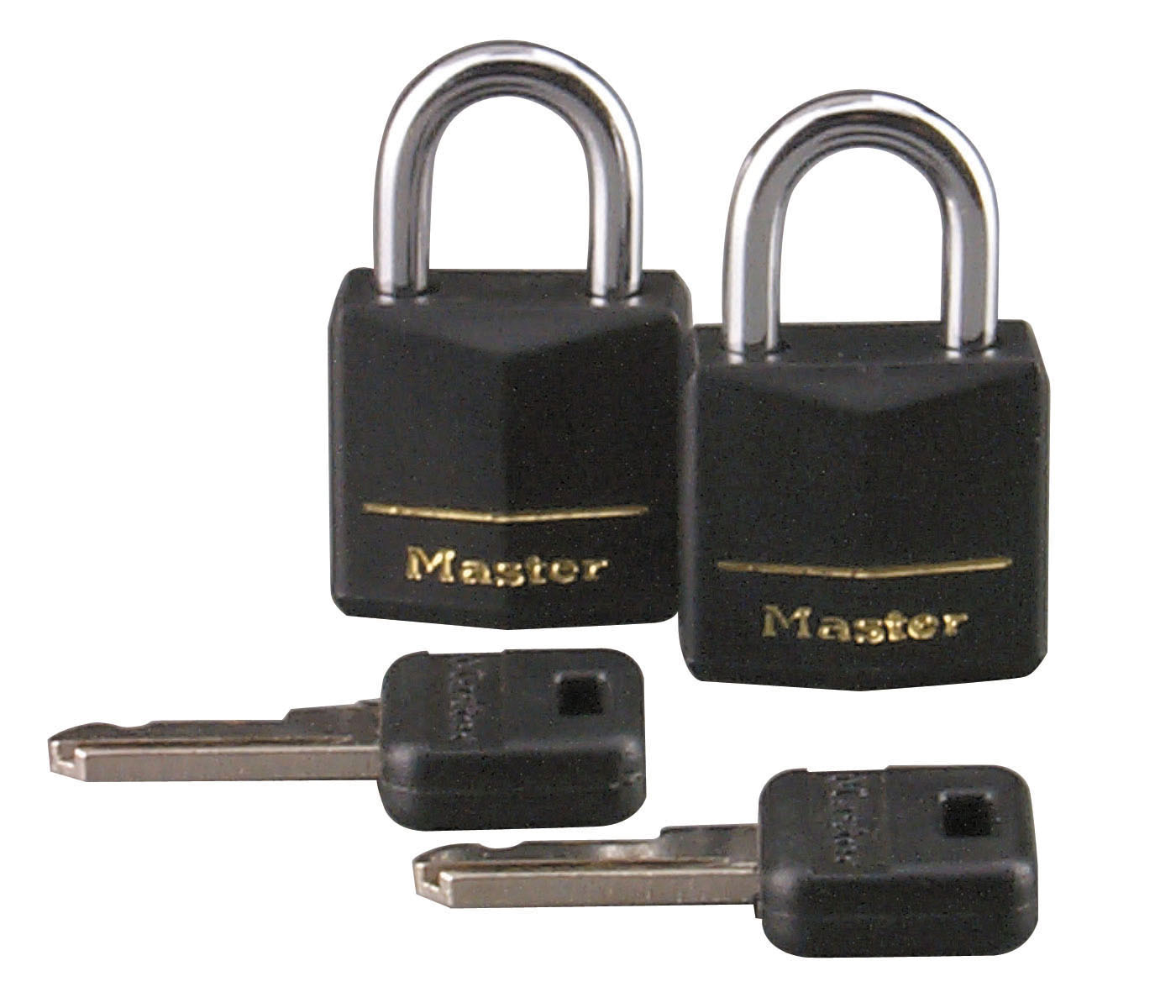 Master Lock 121T Wide Covered Padlock, Alike Key, Steel Body, 5/32 in Dia Shackle, Black, 3-Pin Cylinder Locking Mechanism