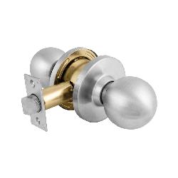Master Lock BLC0432D Commercial Grade Cylindrical Ball Knob, 2-3/4 in Backset, For Door THK 1-3/8 or 1-3/4 in, 2-3/4 x 1-1/8 in Strike, 2 Grade, Polished Chrome/Brushed
