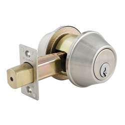 Master Lock DSC0732DKA4 Standard Duty Deadbolt Lock With Circle R Bump Stop, 2-3/4 in Backset, For Door THK Up to 2 in, Alike Keying, Brushed Chrome
