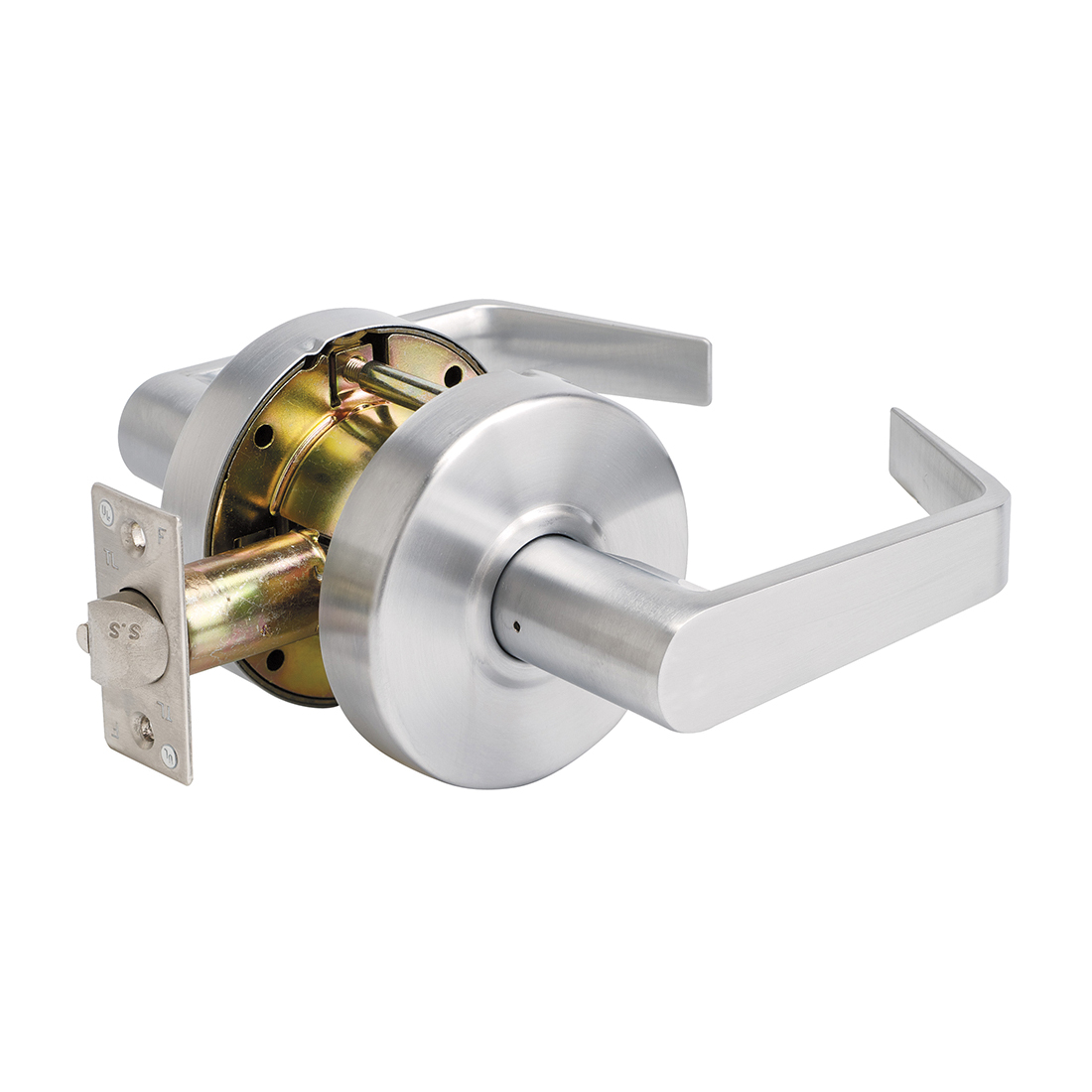 Master Lock SLCHPG26D Commercial Grade Cylindrical Lever Lockset, 2-3/4 in Backset, For Door THK 1-3/8 to 1-3/4 in, 1-7/8 x 4-7/8 in Strike, 2 Grade, Polished Chrome/Brushed