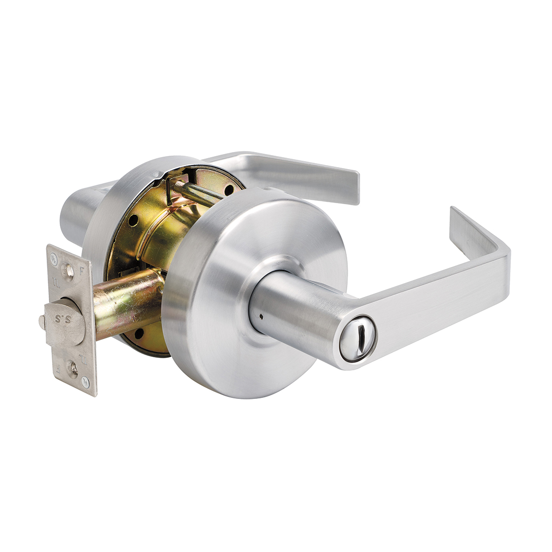 Master Lock SLCHPV26D Commercial Grade Cylindrical Lever Lockset, 2-3/4 in Backset, For Door THK 1-3/8 to 1-3/4 in, 1-7/8 x 4-7/8 in Strike, 2 Grade, Polished Chrome/Brushed