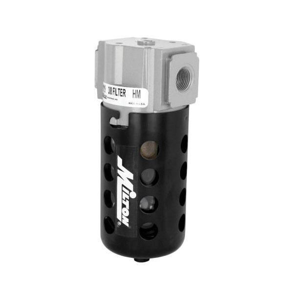 Milton 1019 1000 Micro Filter With Metal Bowl Guard, 3/8 in NPT Port, 48 scfm Flow Rate, 40 um Filter, 150 psi Pressure, 40 to 125 deg F, Polycarbonate Bowl