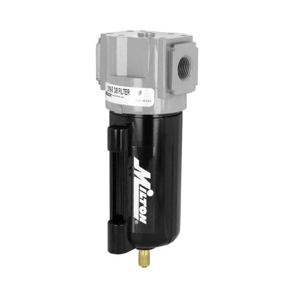 Milton 1019-8 1000 Heavy Duty Micro Filter, 3/8 in NPT Port, 75 scfm Flow Rate, 40 um Filter, 150 psi Pressure, 40 to 160 deg F, Metal Bowl
