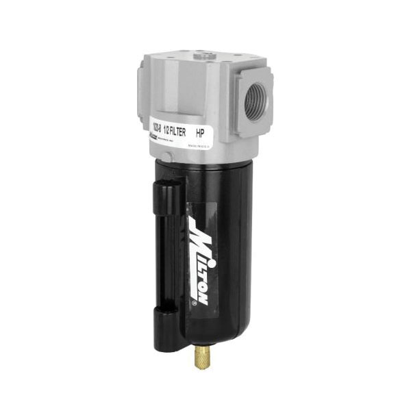 Milton 1020-8 1000 Heavy Duty Micro Filter, 1/2 in NPT Port, 100 scfm Flow Rate, 40 um Filter, 250 psi Pressure, 40 to 160 deg F, Metal Bowl