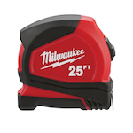 Milwaukee 48-22-6625G Compact Lockable Measuring Tape, 25 ft L x 25 mm W Blade, Steel Blade, Fractional Graduation