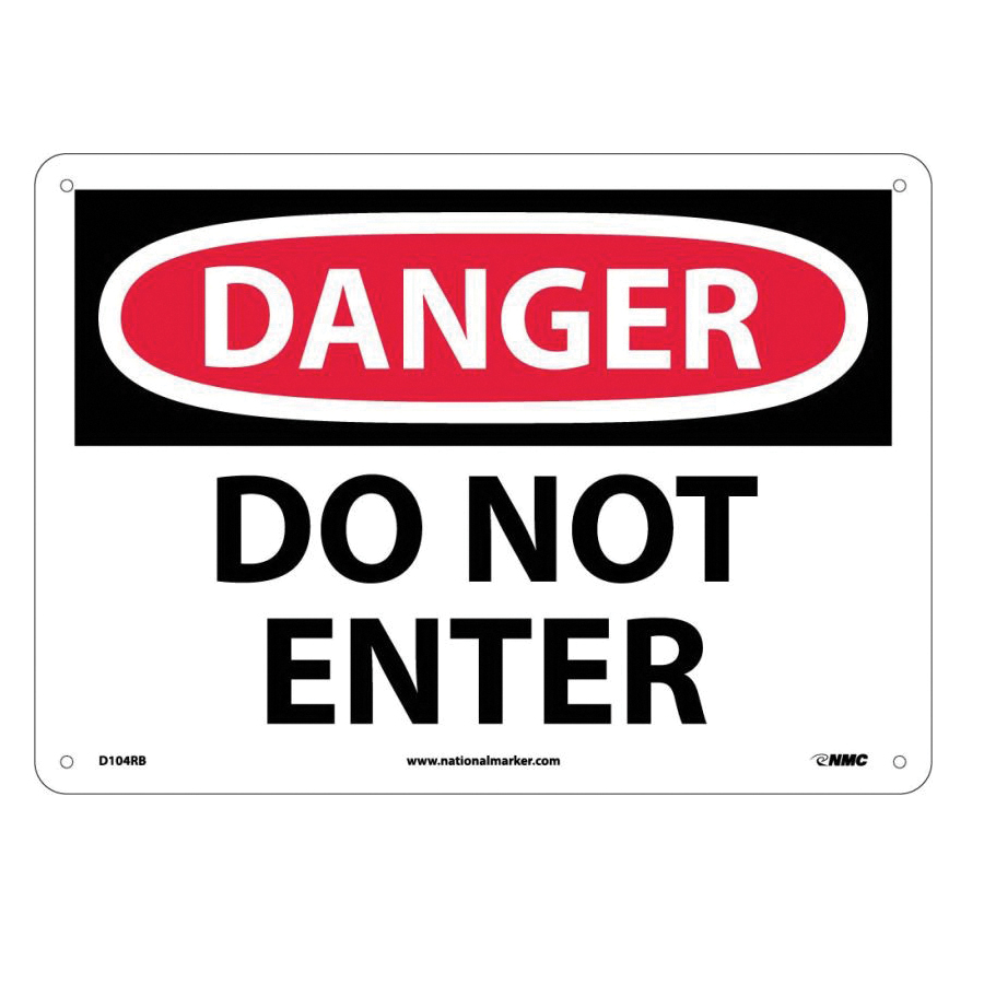 NMC D104RB Admittance Security Rectangle Danger Safety Sign, 10 in H x 14 in W, Black/Red/White, Rigid Plastic, Wall Mounting