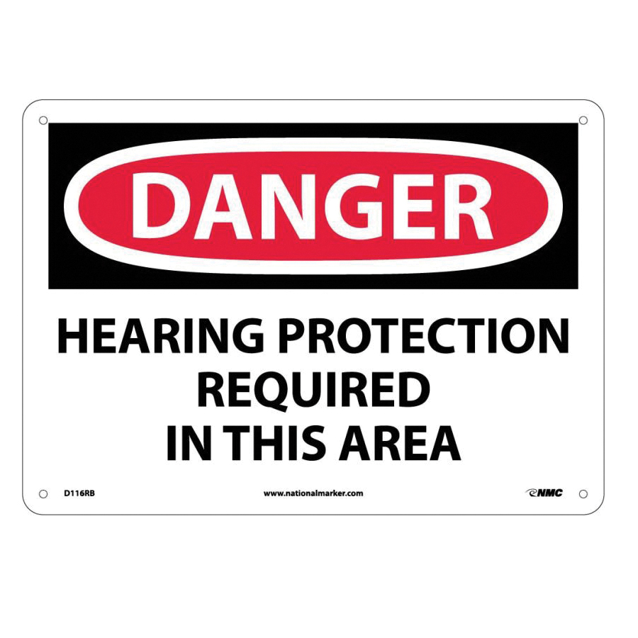 NMC D116RB Accident Prevention Danger Sign, 10 in H x 14 in W, Black/Red/White, Rigid Plastic, Wall Mounting