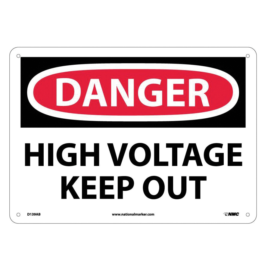 NMC D139AB Accident Prevention Danger Sign, 10 in H x 14 in W, Black/Red/White, Aluminum, Wall Mounting