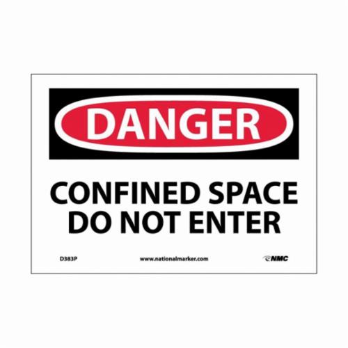 NMC D383RB Rectangle Danger Sign, DANGER, 10 in H x 14 in W, Black/Red on White, Rigid Plastic, Wall Mount