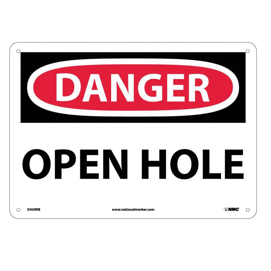 NMC D459RB Accident Prevention Danger Sign, 10 in H x 14 in W, Black/Red/White, Rigid Plastic, Wall Mounting