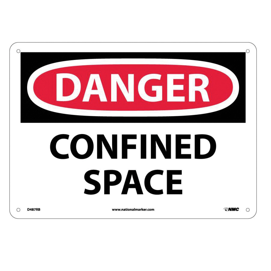 NMC D487RB Accident Prevention Danger Sign, 10 in H x 14 in W, Black/Red/White, Rigid Plastic, Wall Mounting