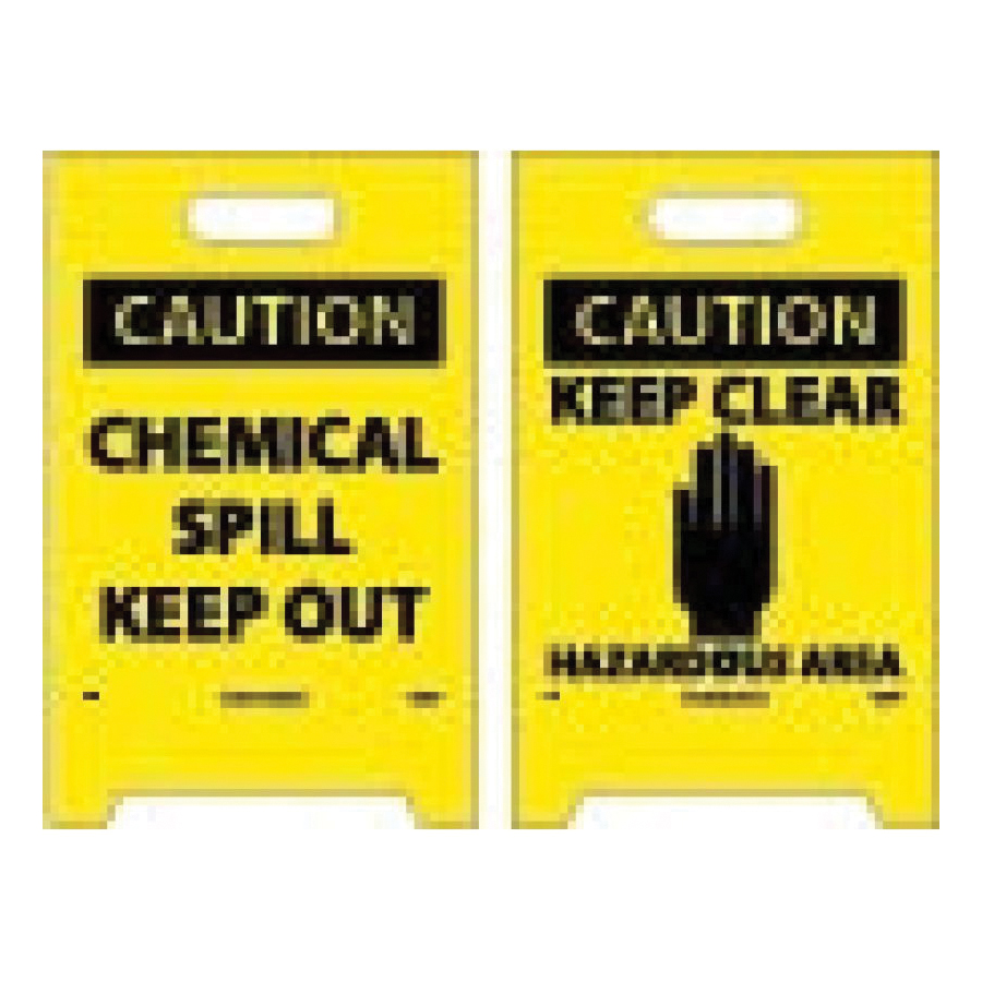 NMC FS5 A-Frame Double Sided Waterproof Caution Sign, Text, Corrugated Plastic, 20 in H x 12 in W, Black/Yellow, English