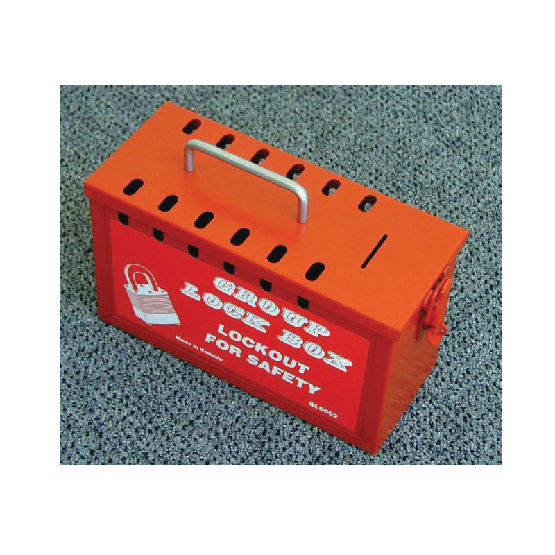 NMC GLB02 Multi-Access Group Lock Box, 13 Padlocks, Red, 6 in H x 10-1/4 in W x 4-1/4 in D, Portable Mount