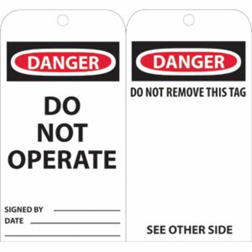 NMC RPT1A Danger Tag, 6 in H x 3 in W, Black/Red/White, Unrippable Vinyl