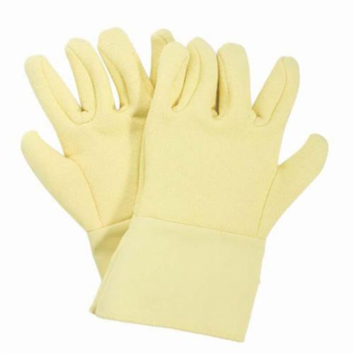 CutGuard G43RTRF12 Reversed Heat-Resistant Gloves, L, ANSI Heat Level: 4, Kevlar Terry Cloth, Yellow, Wool Lining, Twill Cuff, 12 in L, Resists: Cut and Heat, 500 deg F Max