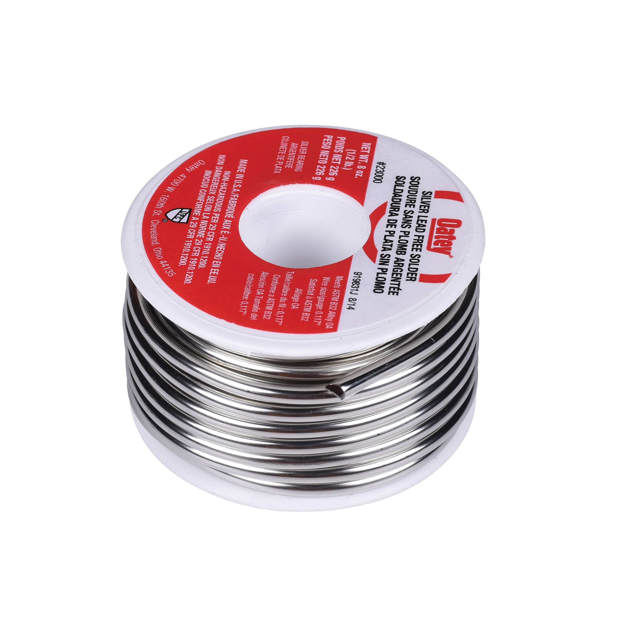 Oatey 23000 Silver Wire Solder, 420 to 460 deg F Melting, 0.5 lb, Alloy