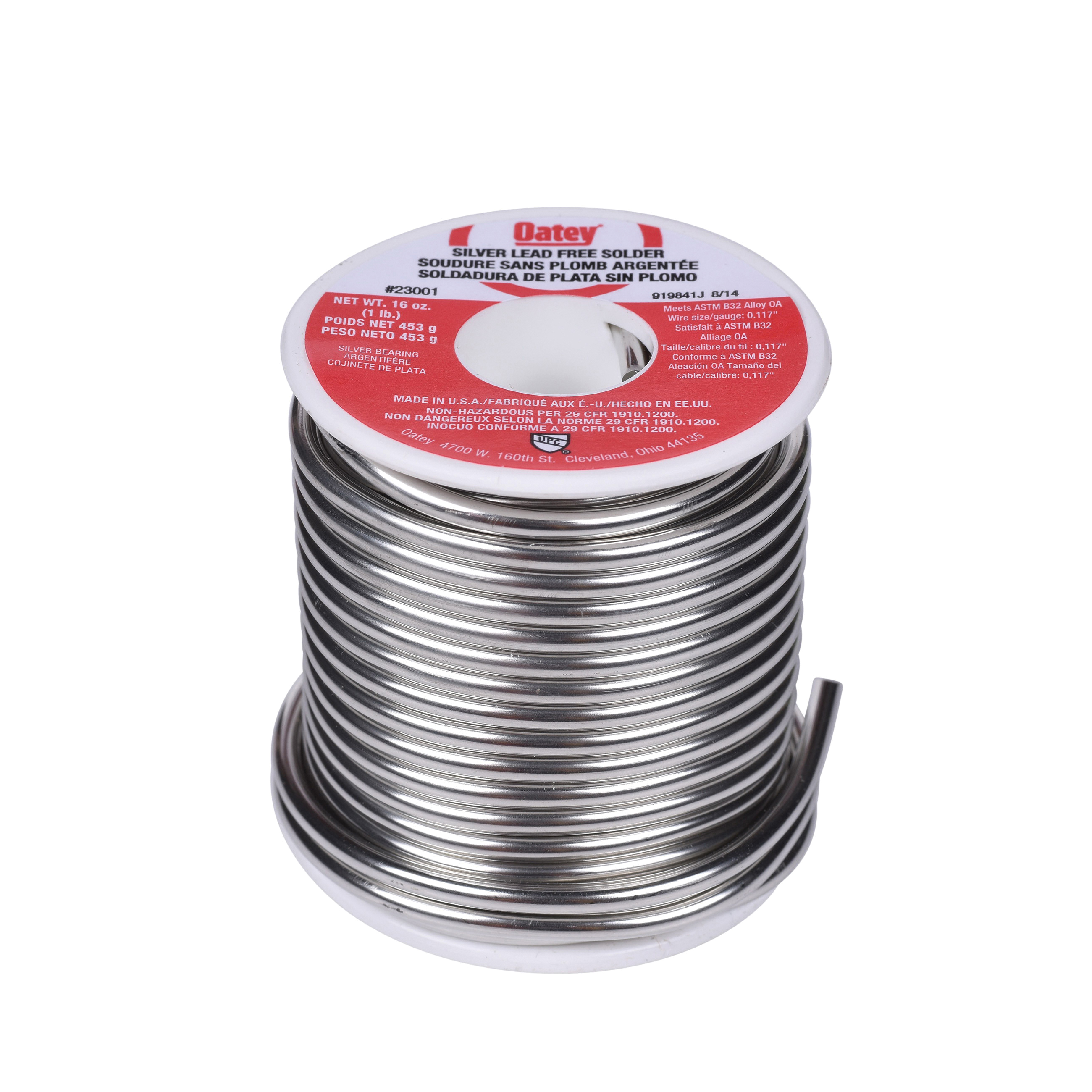 Oatey 23001 Silver Wire Solder, 420 to 460 deg F Melting, 1 lb, Alloy