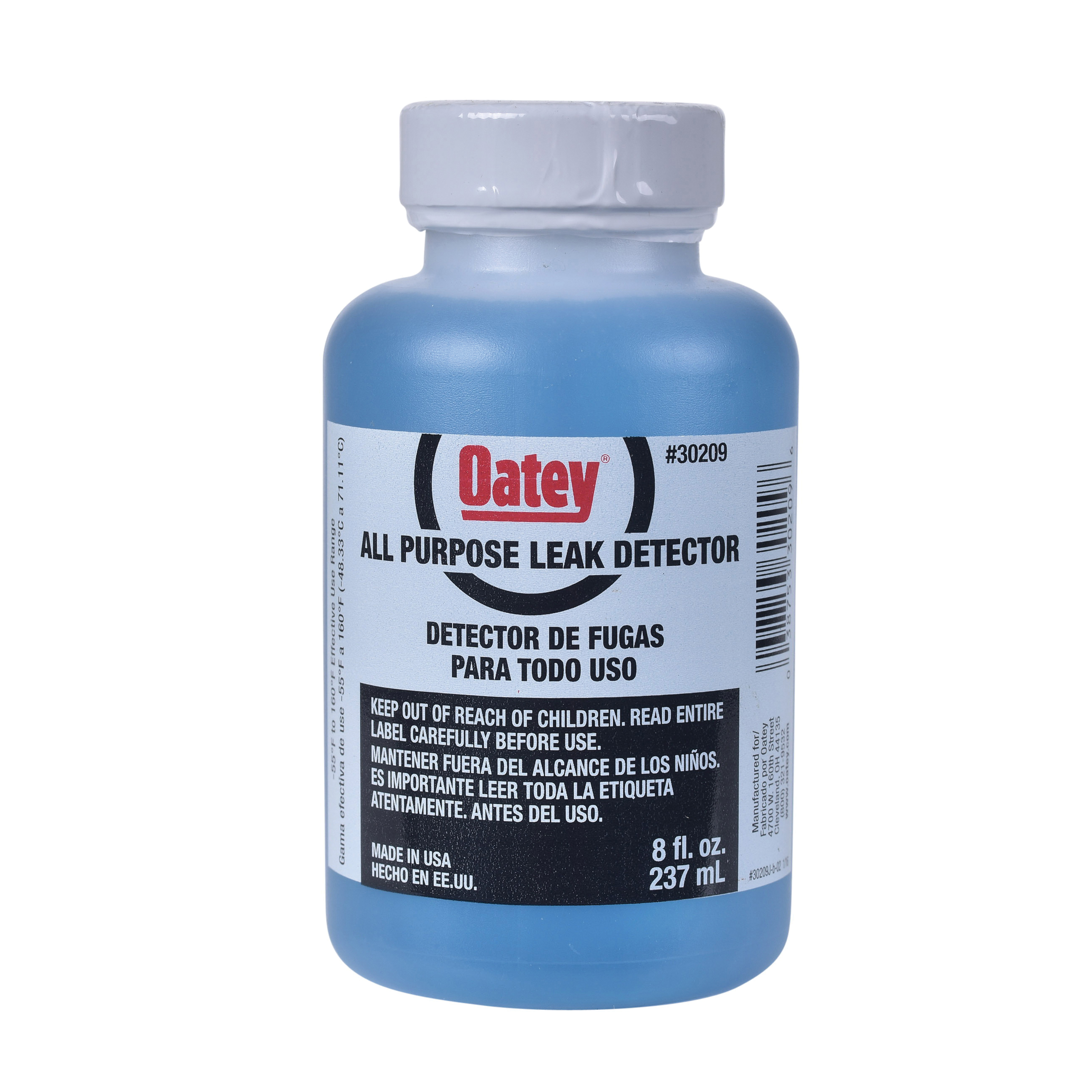 Oatey 30209 All Purpose Leak Detector, 8 oz Bottle, Liquid Form, Blue, Soapy Odor/Scent