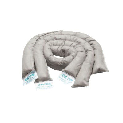 Oil-Dri L90890 Universal Standard Sorbent Sock, 3 in Dia x 48 in L, 40 gal Absorption, Fluids Absorbed: All, Cellulose, Gray