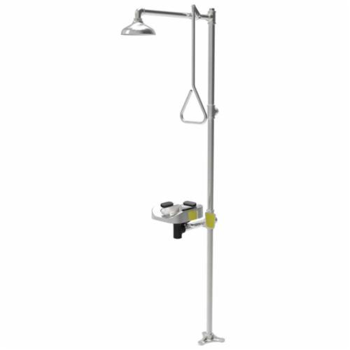 Optimus SE-1255 Face/Eyewash/Shower Emergency Combination System, ABS Eyewash Bowl, ABS Shower Head, Floor Mount, Pull Rod Operation, ANSI/ISEA Z358.1, OSHA Approved
