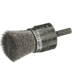 Osborn 0003001900 High Speed Solid Face End Brush, 1/2 in Dia Brush, Crimped, 0.01 in Dia Filament/Wire, Stainless Steel Fill, 1 in L Trim