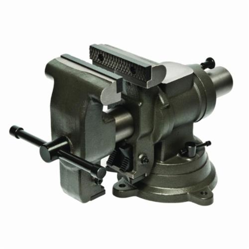 PALMGREN 9629503 Multi-Jaw Rotating Bench Vise, Groove Jaw, 4 in Jaw, 4-1/2 in V-Jaw Jaw Opening, 5-1/8 in W Steel Jaw, 3-1/2 in D Throat