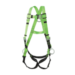 PEAKWORKS V8002010 Contractor 5-Point Adjustment Safety Harness, Universal, 400 lb Load, Pass-Thru Leg Strap Buckle, Pass-Thru Chest Strap Buckle, Friction Shoulder Strap Buckle, Hi-Viz Green/Black