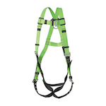 PEAKWORKS V8002200 Contractor 5-Point Adjustment Safety Harness, Universal, 400 lb Load, Grommet Leg Strap Buckle, Pass-Thru Chest Strap Buckle, Friction Shoulder Strap Buckle, Hi-Viz Green/Black
