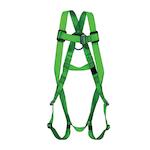 PEAKWORKS V8002230 Contractor FBH-10020E Safety Harness, Universal, 310 lb Load, Grommet Leg Strap Buckle, D-Ring Shoulder Strap Buckle, Polyester Webbing Hardware, Hi-Viz Green/Black