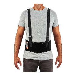 ProFlex 11101 1600 Standard Back Support Brace With Suspenders, XS, Up to 25 in Fits Waist, 9 in W, Elastic/Rubber Webbing, Black, Hook and Loop Closure