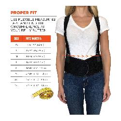 ProFlex 11104 1600 Standard Back Support Brace With Suspenders, L, 34 to 38 in Fits Waist, 9 in W, Elastic/Rubber Webbing, Black, Hook and Loop Closure