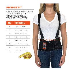 ProFlex 11282 2000SF High Performance Back Support Brace With Suspenders, S, 25 to 30 in Fits Waist, 8-1/2 in W, 840D Spandex, Black, Hook and Loop Closure