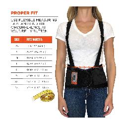 ProFlex 11382 100 Economy Back Support Brace With Suspenders, S, 25 to 30 in Fits Waist, 8 in W, 280D Spandex, Black, Hook and Loop Closure