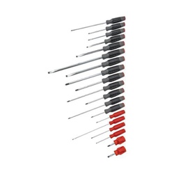 Proto DuraTek J1219SC Combination Screwdriver Set, 19 Pieces, ASME B107.15, Alloy Steel Shank, Polished Chrome/Black Oxide Tipped