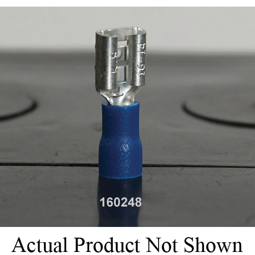 QuickCable 160145-100 Solderless Terminal, 22 to 18 AWG Conductor, 0.11 in Tab, Serrated Barrel, Copper, Red, PVC