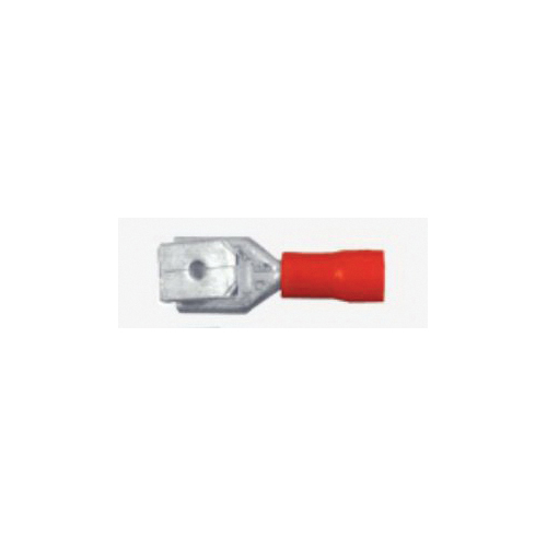 QuickCable 160163-100 Solderless Terminal, 22 to 18 AWG Conductor, 1/4 in Tab, Serrated Barrel, Copper, Red