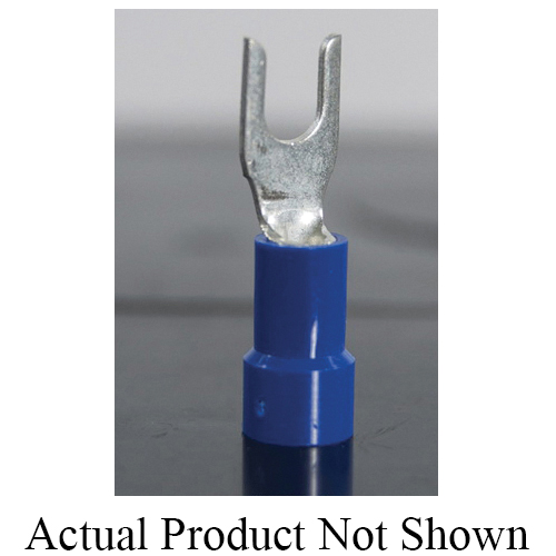 QuickCable 160124-1000 Solderless Spade Terminal, 22 to 18 AWG Conductor, Serrated Barrel, Copper, Red